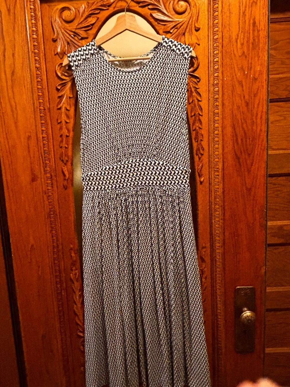 Boden Thea Sleeveless Midi Dress French Navy, Arc Geo, 10 R - Picture 2 of 7